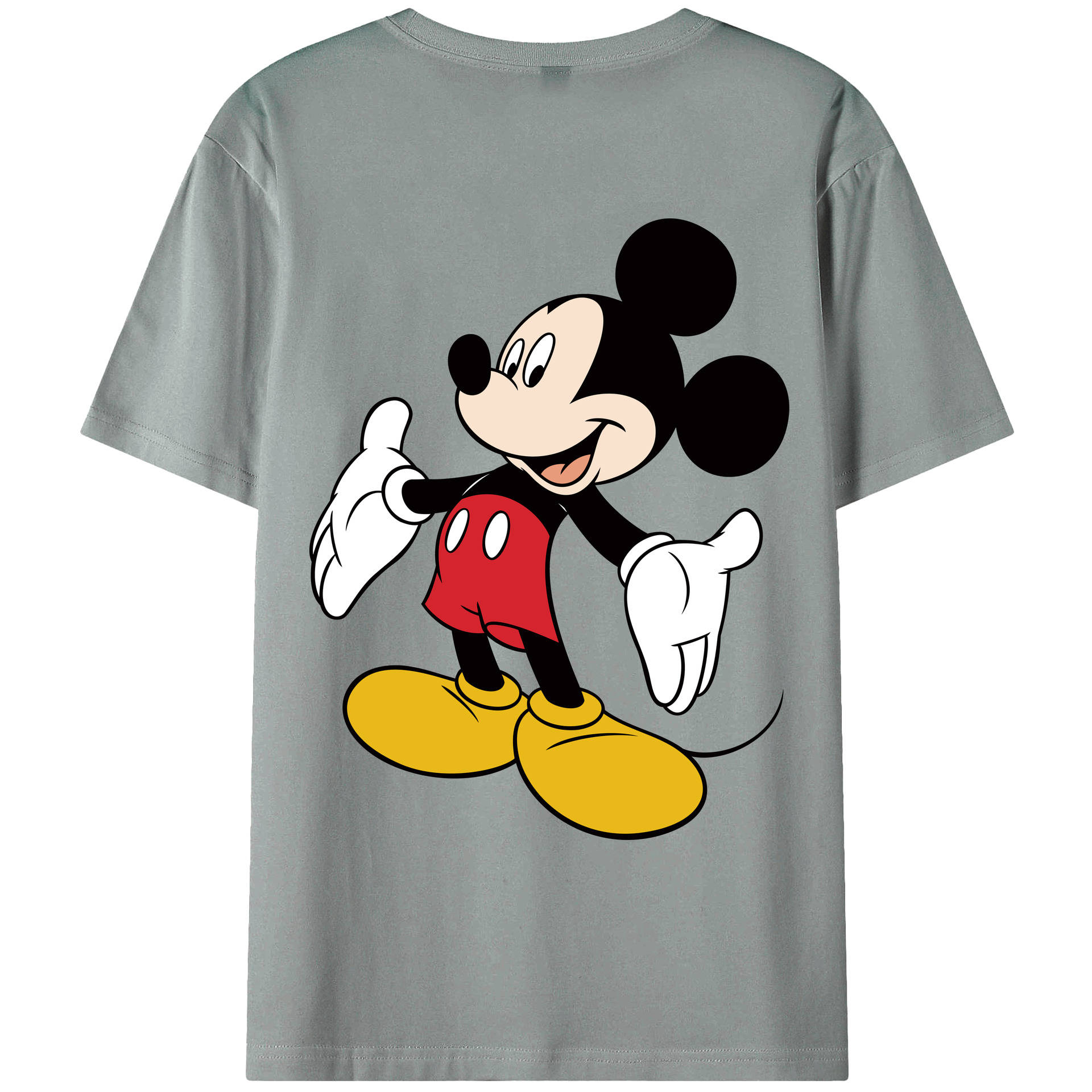ミッキーマウス Mickey Mouse 綿100％ メンズ半袖Tシャツ（バックプリント） 通気性